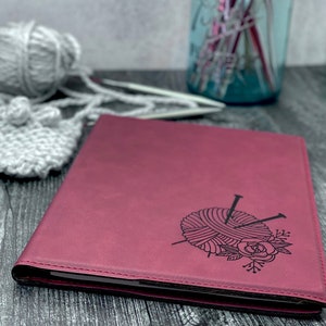 Knitter's Portfolio • Notebook • Knitting Notepad • Dark Rose Faux Leather • Custom Name