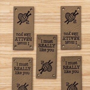 Faux Leather Sew In Tags for Knitting • Heart - Set of 5 - I Must Really Like You
