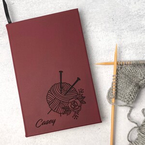 Knitter's Journal • Knitting Notebook • Dark Rose Faux Leather • Custom ...