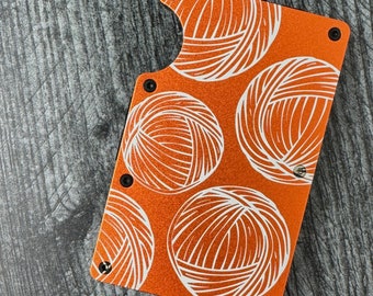 Yarn Balls Minimalist Anodized Aluminum Wallet • Orange