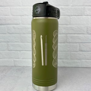 Yarn Skeins and Crochet Laser Etched 20 oz. Polar Camel Insulated Water Bottle