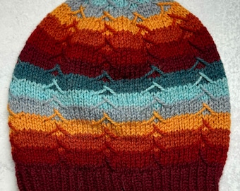 Over the Hills Hat Knitting Pattern, PDF