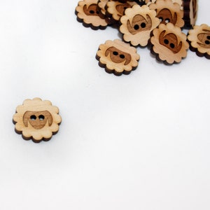 Sheep Cherry Round Button, Laser Cut Wood image 1