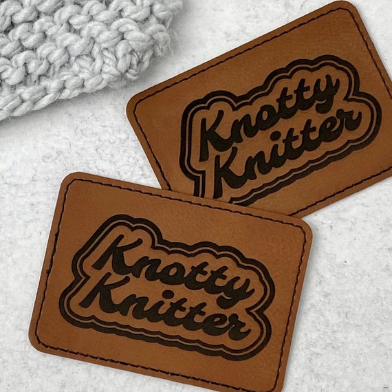 Knotty Knitter Faux Leather Adhesive Patch, Knitting, Vegan