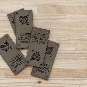 Crochet • I Must Really Like You • Heart • Faux Leather Sew In Tags for Crochet - Set of 5