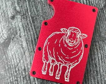 Sheep Minimalist Anodized Aluminum Wallet • Red