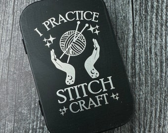 I Practice Stitch Craft Tin • Knitting Tool Box