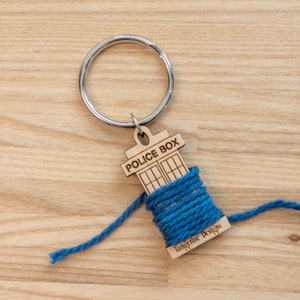 Police Box WPI Gauge, Laser Cut Wood, Keychain, Spinners Friend