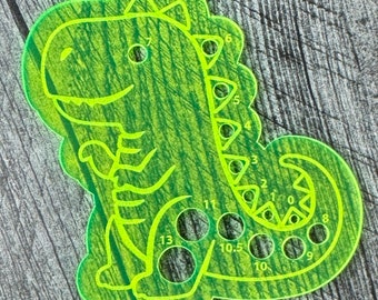 Acrylic Dinosaur Knitting Needle Gauge • Laser Cut Acrylic • Sizes 0 to 13