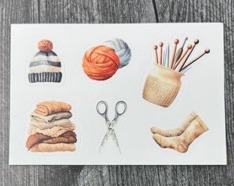 Knitting Fiber Arts Sticker Sheet • Knitting • Fiber Arts