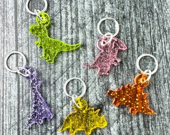 Markery do haftowania dinozaurów, akrylowe, lutowane, zestaw 5 szt.