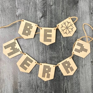BE MERRY DIY Banner • Cross Stitch/Embroidery • Wood Farmhouse Banner