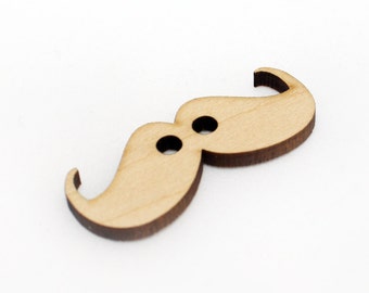 Mustache Button, Laser Cut Wood, Button for Stuffed Animals