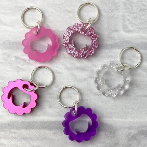 Sheep Stitch Markers, Acrylic, Soldered Ring Marker, Set of 5, Barbie Pink