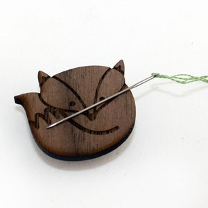 Fox Needle Minder / Keeper, Walnut, Laser Cut Wood