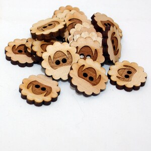 Sheep Cherry Round Button, Laser Cut Wood image 3