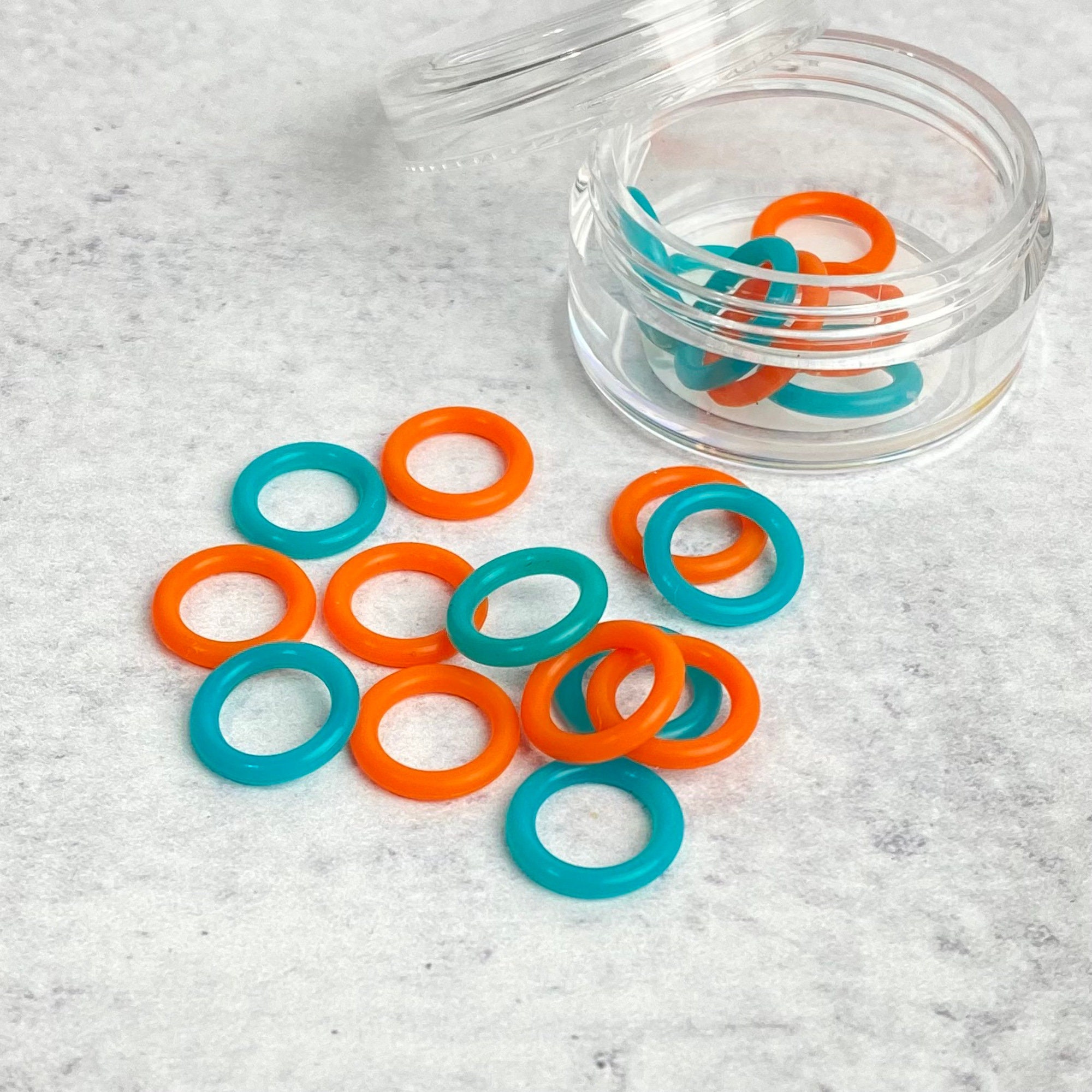 Silicone Ring Stitch Markers Teal and Orange Set of 20 Knitting -   Norway