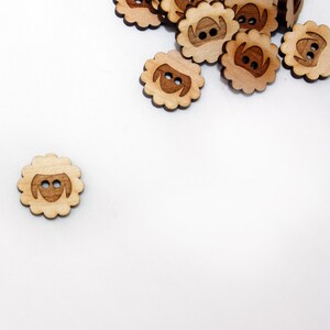 Sheep Cherry Round Button, Laser Cut Wood image 2