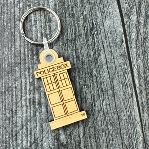 Police Box WPI Gauge • Laser Cut Wood • Keychain • Spinners Friend