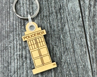 Police Box WPI Gauge • Laser Cut Wood • Keychain • Spinners Friend