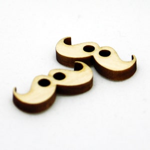 Mini Mustache Buttons, Set of 2, Laser Cut Wood, Button for Stuffed Animals