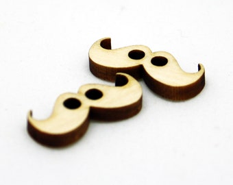 Mini Mustache Buttons, Set of 2, Laser Cut Wood, Button for Stuffed Animals