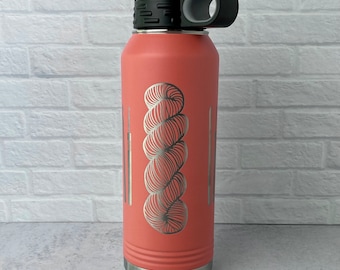 Yarn Skeins and Crochet Laser Etched 32 oz. Polar Camel Insulated Water Bottle