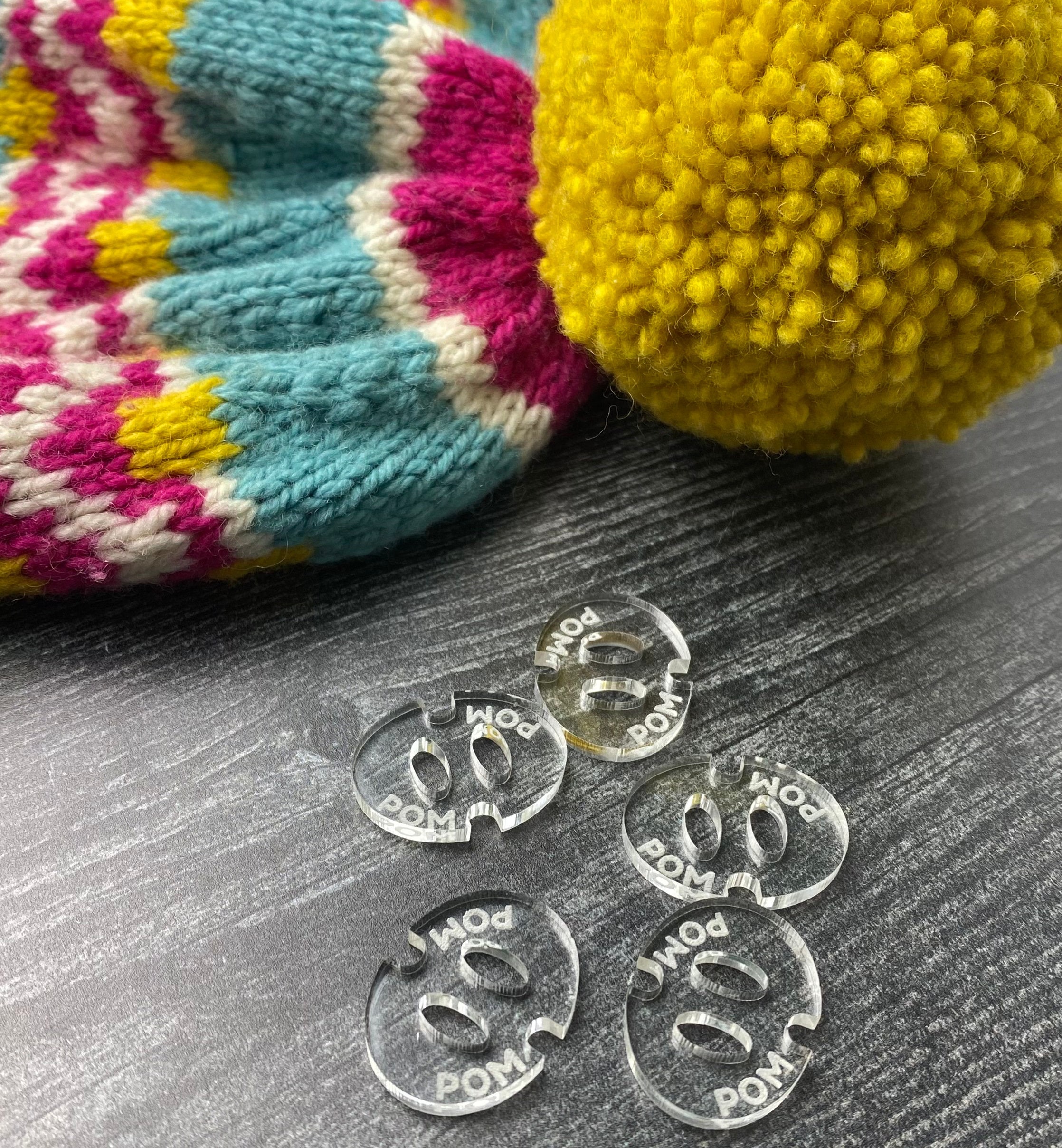 Removable Wooden Pom-pom Buttons for Faux Fur Pom-poms on Handmade Beanies,  Remove Before Washing Pom-pom Warning Tag, Faux Fur Pom Button 