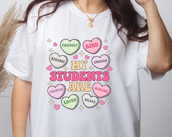 Camiseta de San Valentín para profesores, Mis alumnos son mis San Valentín, Camiseta con gráfico de corazones