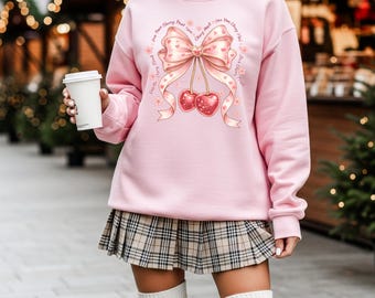 Sudadera Coquette para San Valentín con estampado de lazo de corazón