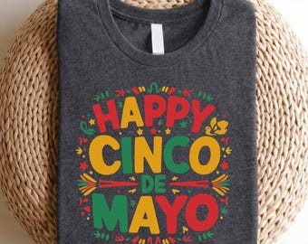 Camisa Happy Cinco de Mayo Fiesta, camiseta gráfica de sombrero mexicano