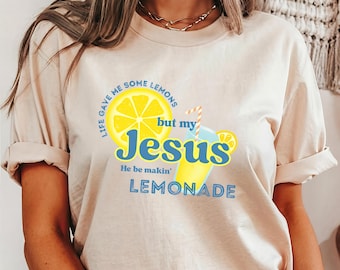 Camiseta juvenil "Jesús hace limonada" con colores reconfortantes: Camiseta de fe cristiana