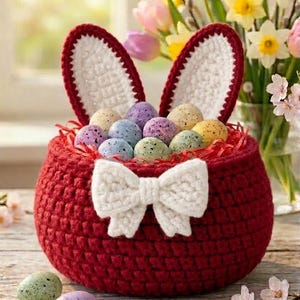 Crochet Easter Bunny Basket Pattern | Amigurumi Rabbit Storage (PDF ...