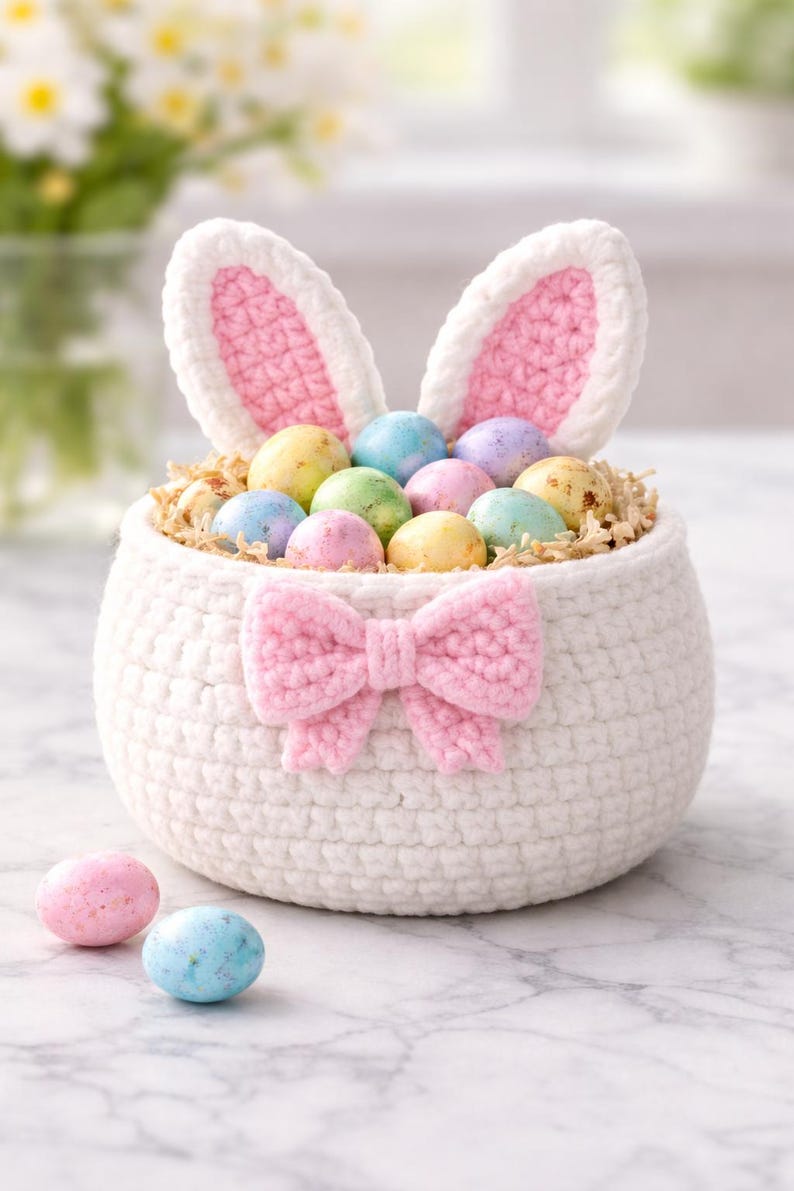 Crochet Easter Bunny Basket Pattern | Amigurumi Rabbit Storage (PDF ...