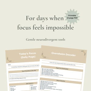 Neurodiversent Fokus Toolkit | Sanfter ADHS Fokus-Planer | Low-Druck druckbare PDF für Überwältigung & geistige Klarheit