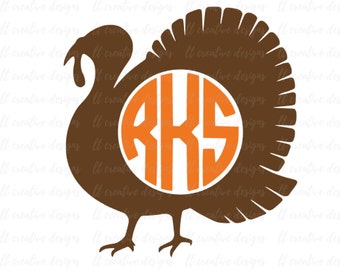 Turkey Monogram SVG, Thanksgiving SVG, Turkey SVG, Svg Files, Silhouette Files, Cricut Files