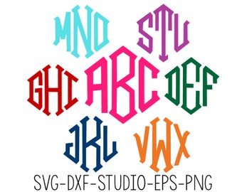 Diamond Monogram Font SVG, Diamond Monogram Alphabet, Cut Files For Silhouette Studio, Cutting Machines, .studio3, Svg