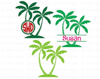 Palm Tree SVG, Palm Tree Monogram SVG, Split Monogram SVG, Summer Svg, Svg Files, Cricut Cut Files, Silhouette Cut Files