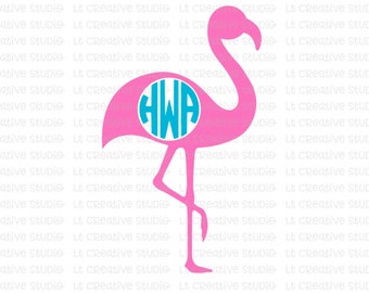 Flamingo SVG Flamingo Monogram SVG, Beach SVG, Summer Svg, Svg Files, Cricut, Silhouette Cut Files, Cutting Files