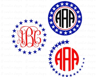 Star Monogram SVG, Fourth of July SVG, 4th of July Svg, Patriotic SVG, America Svg, Svg Files, Cricut Files, Silhouette Files