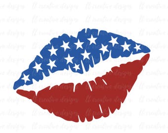 Flag Lips Svg, American Flag Lip SVG, Fourth of July SVG, 4th of July Svg, Patriotic Lips Svg, Svg Files, Cricut Files, Silhouette Files