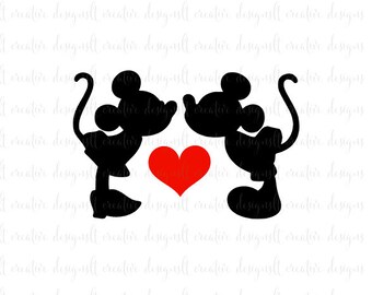 Minnie Mickey Kiss SVG, Minnie Mickey Love SVG, Minnie And Mickey SVG, Love Svg, Silhouette, Cricut