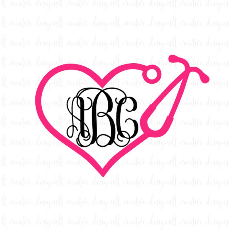 Download Heart Monogram Stethoscope SVG Stethoscope SVG Heart | Etsy