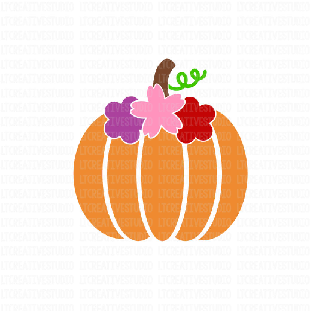 Download Pumpkin SVG Pumpkin With Flowers Silhouette Cut File ...