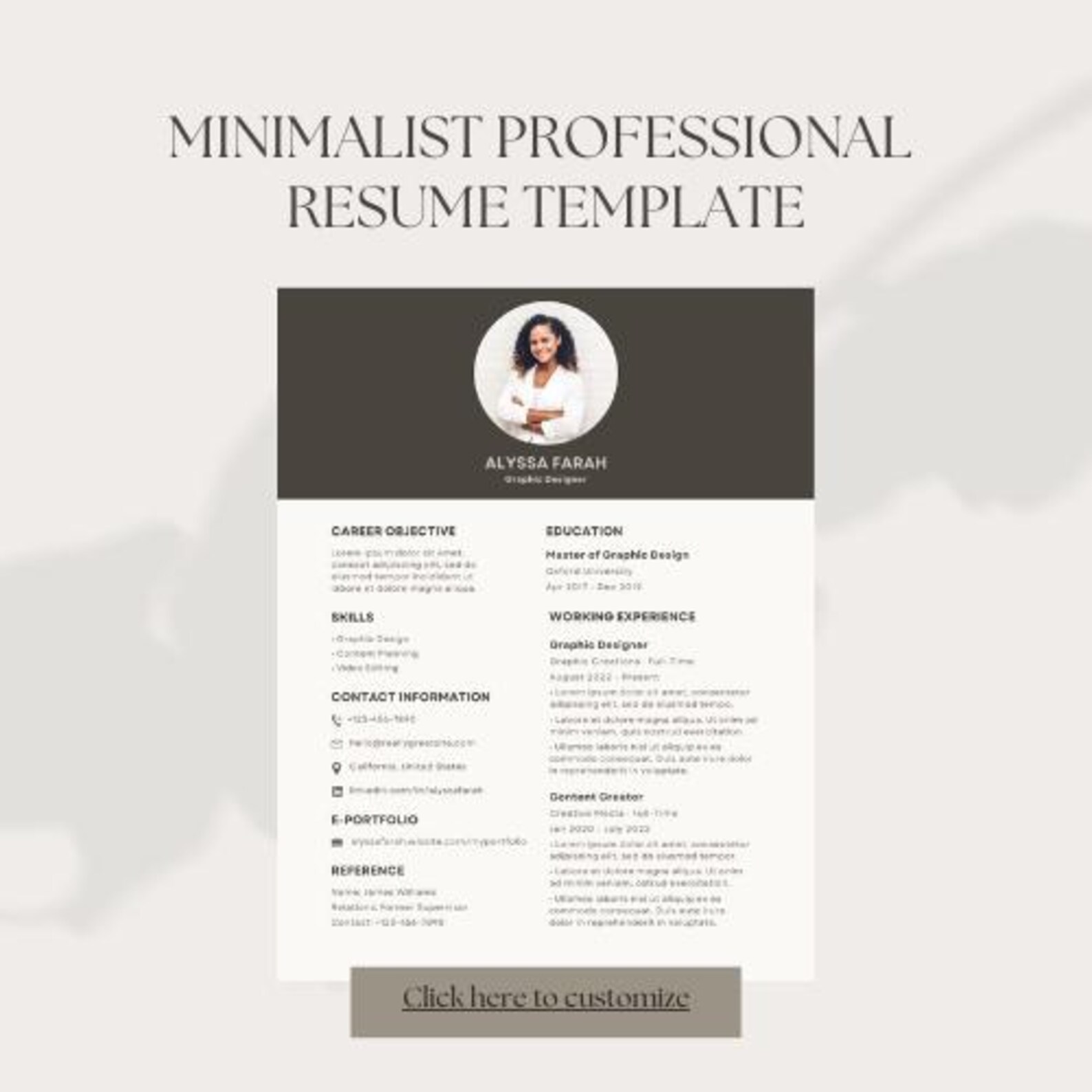 Minimalist Professional Resume Template – Editable in Canva - Etsy