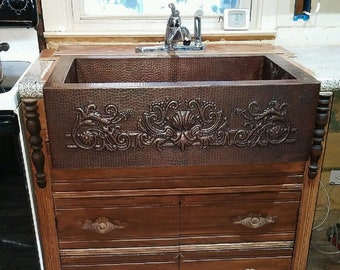 Kitchen Sink CABINET 34" to 48" We Repurpose from Antique Dresser Custom! - Victorian Farmhouse Renovation Cottage French Country Tuscan