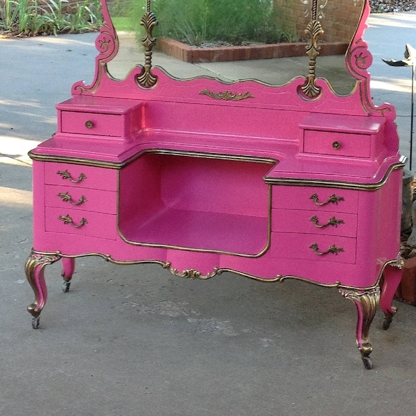 MAKEUP VANITY For Custom Order Shabby Chic Painted Distressed Restored Antique Furniture BREATHTAKING!