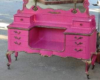 MAKEUP VANITY For Custom Order Shabby Chic Painted Distressed Restored Antique Furniture BREATHTAKING!