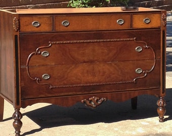 Antique Dresser Vanity: Wood Finish, Chic Style, Bathroom, for Single Sink (37-48" Wide)