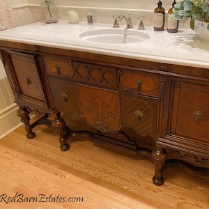 BATHROOM VANITY ANTIQUE We Find & Convert from Antique Furniture - Wood Finish - Renovation - Remodeling - 61" to 66" wide